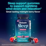 Unisom Sleep Support Gummies, 2-in-1 Magnesium Ashwagandha Drug-Free Formula, Supports Healthy Sleep Routines, Midnight Berry Flavor, 60 Count