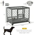 thumbnail image 6 of Heavy Duty Dog Crate Metal Kennel and Cage Dog Playpen with Lockable Wheels, Slide-out Tray, Food Bowl and Double Doors, 36.5"L, 6 of 9