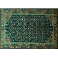 thumbnail image 1 of Ahgly Company Machine Washable Indoor Rectangle Persian Turquoise Blue Traditional Area Rugs, 2' x 5', 1 of 4