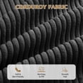 thumbnail image 2 of 106" Corduroy Sofa for Living Room, U Shaped Couch, Wood Frame, Black, 2 of 9