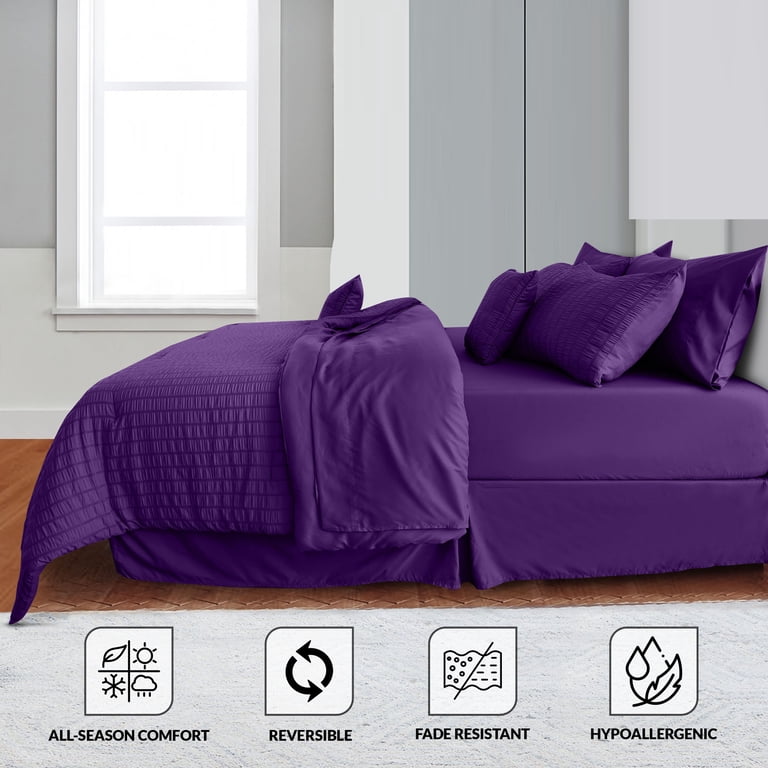 Lux Decor Collection 10-Piece Queen Comforter Set, Purple photo 6