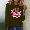 thumbnail image 4 of CLOISE Breast Cancer Shirts for Women Long Sleeve Crew Neck T Shirts Floral Ribbon Oversized Breast Cancer Support Shirts Fashion Casual Blouses Cancer Awareness in October Outfits Army Green M, 4 of 4