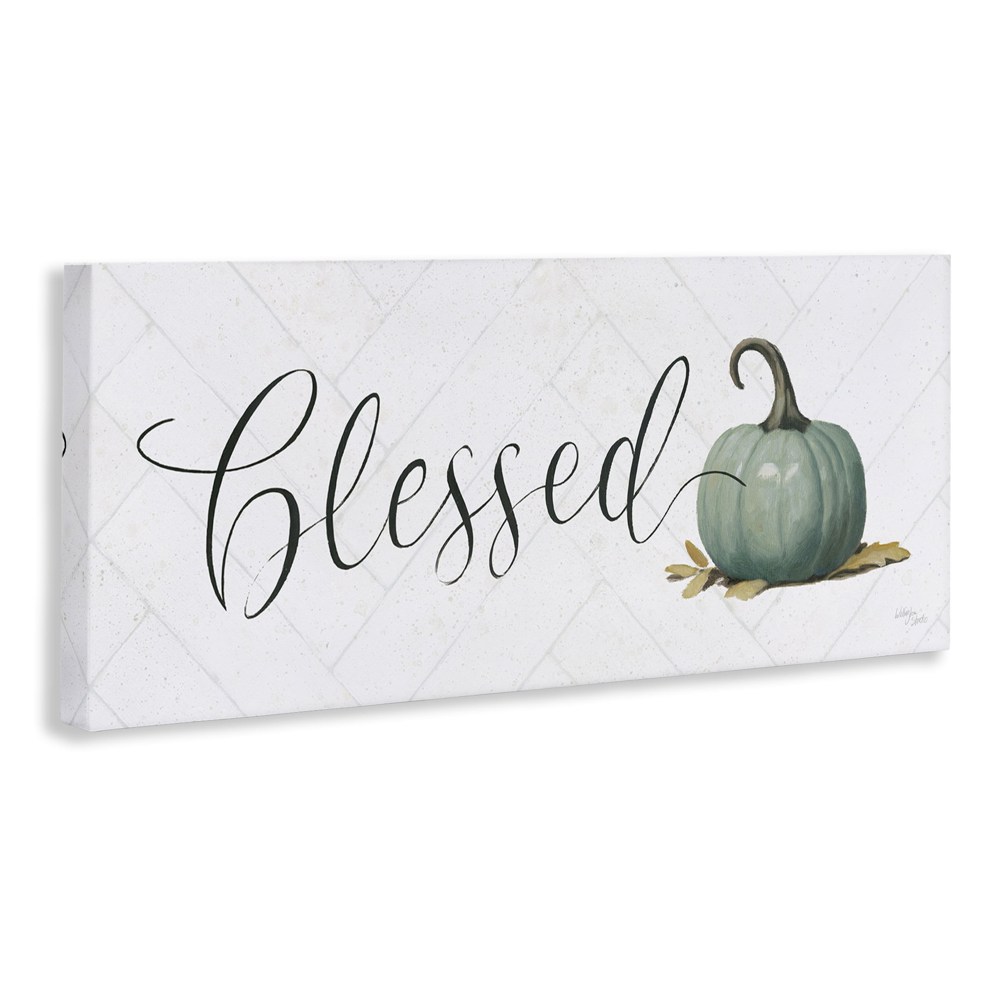 Stupell Industries Blessed with Pumpkin Typography Painting Gallery Wrapped Canvas Art Prints Wall Art, 40 x 17