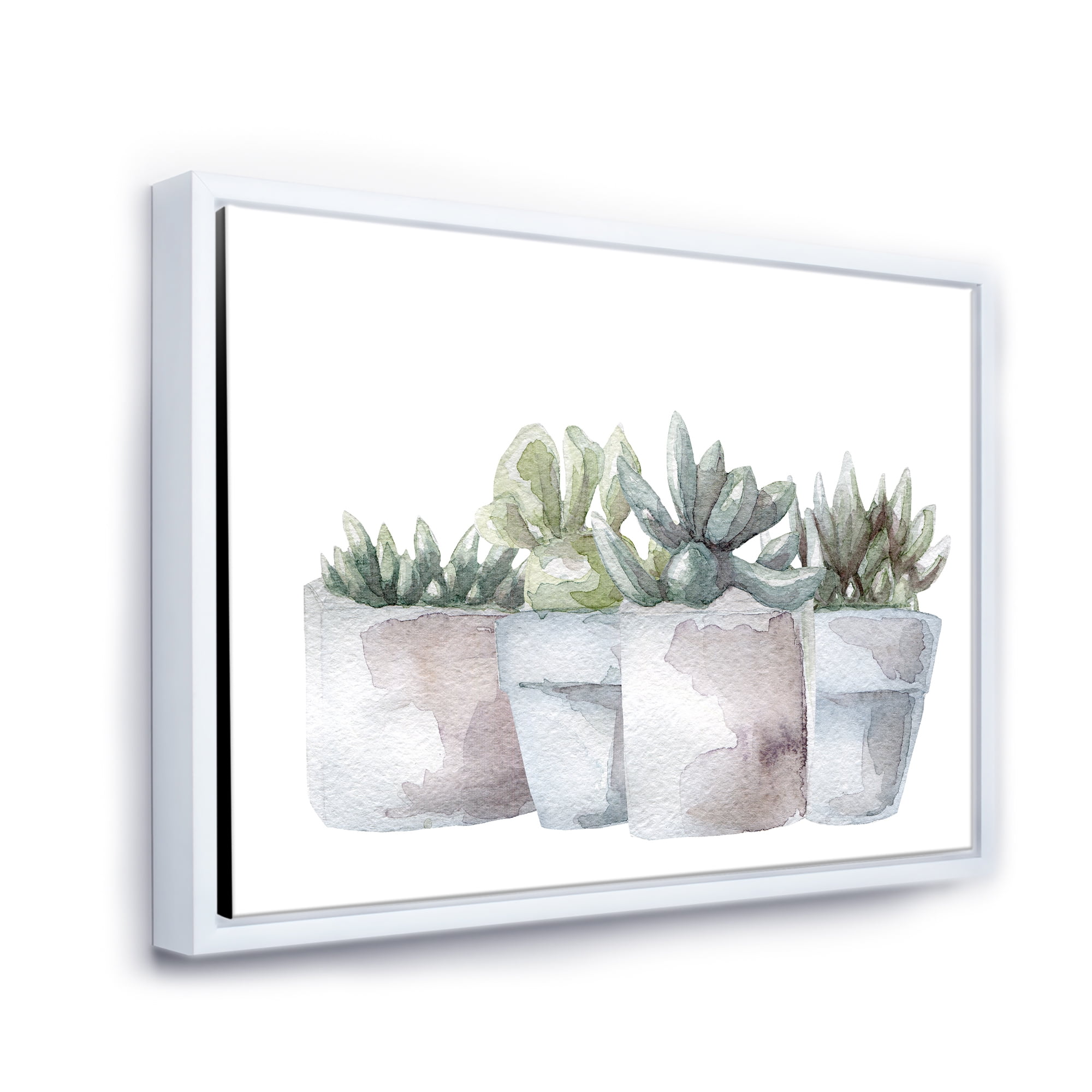 Designart 'Succulent and Cactus House Plants III' Farmhouse Framed Canvas Wall Art Print