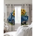 thumbnail image 4 of Blue Truck Yellow Sunflower Blackout Curtains for Bedroom Living Room Darkening Curtains 84 Inch Length 2 Panels Set Summer Grey Plaid Vintage Window Curtain Window Treatment Grommet Drapes 42"x84", 4 of 9
