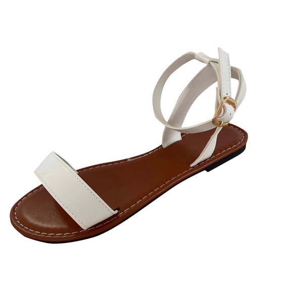 HBGVBA Womens Roman Summer Sandals One Strap Open Toe Flat Sole Summer Casual Breathable Stylish Shoes 43