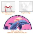 thumbnail image 4 of Rocae Hawaiian Beach Dolphin for Christmas Tree Skirt with Pom Pom Trim for Holiday Party for Holiday Home Decor Indoor Outdoor-48", 4 of 7