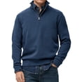 thumbnail image 1 of Migroa Essential Men's Quarter-Zip Sweatshirt -Solid Color Stand-Up Collar Design, Multiple Color Options, Premium Casual Wear Under $20, Navy L, 1 of 4