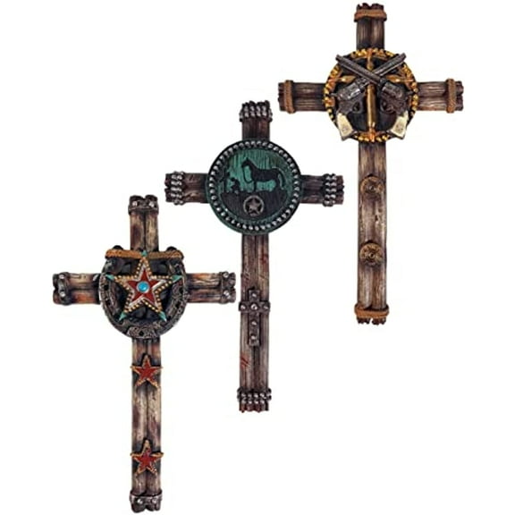 Urbalabs Western 10 Inch 3 Pack Cowboy Best In The West Wall Crosses Cowboy Decor Star Roper Cowboys Wall Hanging Cross Country Wall Decor Room Decoration Office Church Home