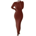 thumbnail image 2 of Offres Cyberlundi 2023 Levmjia Robes d'Automne Hiver pour Femmes 2023 Mode Femmes Col Rond Couleur Unie Fleurs de Chanvre Tricot Manches Longues Robe, 2 of 6