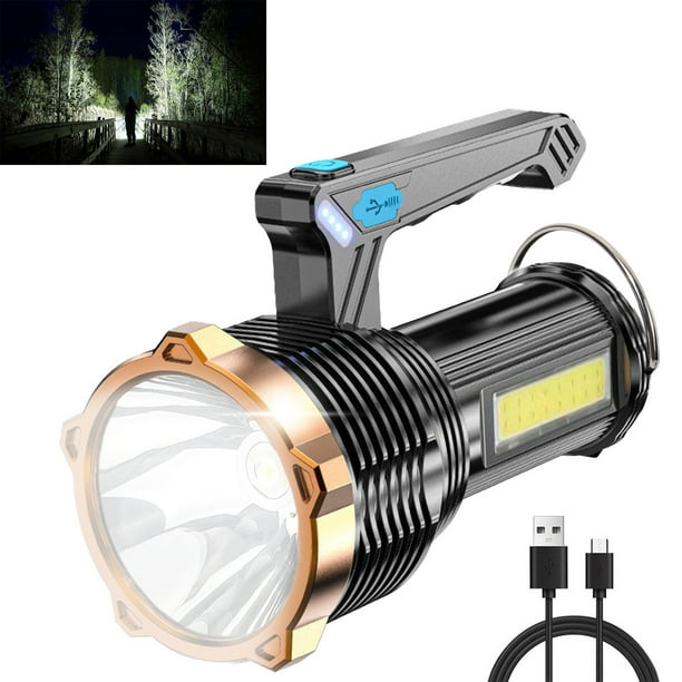 Linterna LED portátil | Luz de trabajo COB recargable por USB | Diseño de computadora de mano de escritorio montada en la pared | Haz ajustable de largo alcance | Negro | Emergencia para acampar al