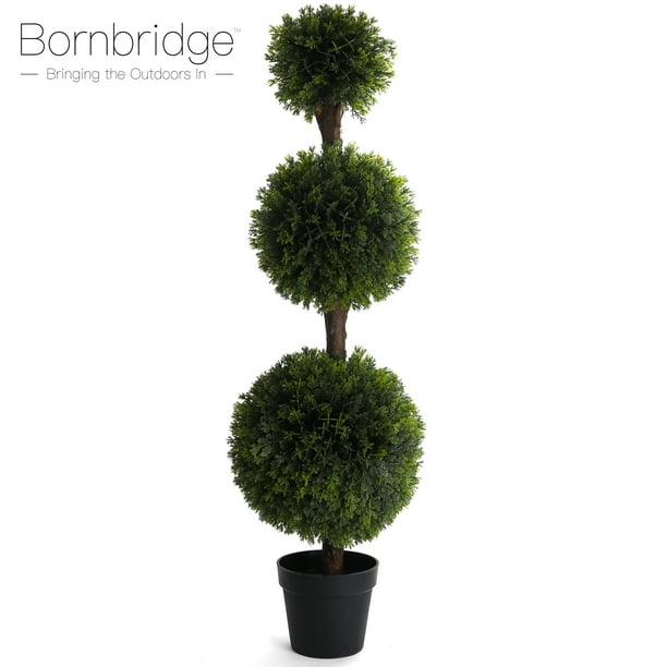 Bornbridge Artificial Cypress Topiary Ball Tree 4 Indoor Outdoor Trees Plants Lifelike Plant 1 Pack Com Bornbridge Artificial Cypress Topiary, Artificial Outdoor Topiary Spiral