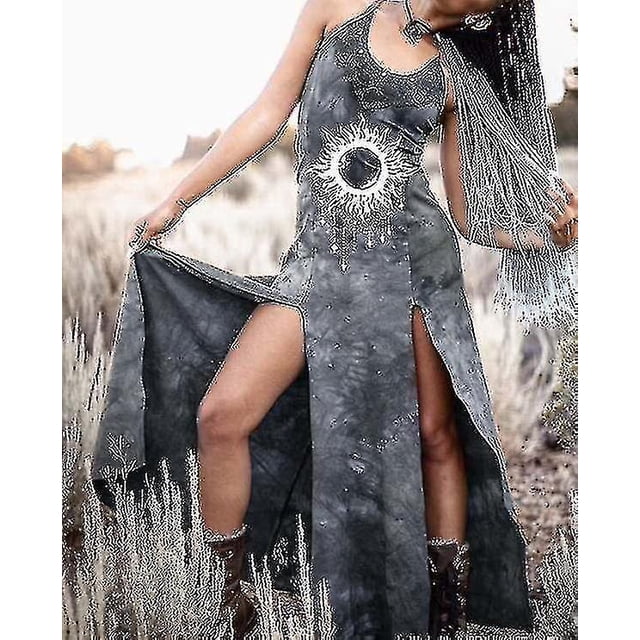 Vestido Vintage gótico de mediados de siglo vikingo Tribal para mujer, chaleco sin mangas, disfraz de Halloween