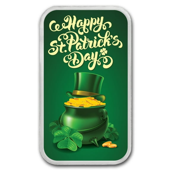 1 oz Ag Colorized Bar - APMEX (St. Patrick’s Day, Pot of Gold)
