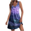 thumbnail image 1 of Vestido de Verano para las Mujeres Impresión de la Moda Bolsillo sin Mangas Cuello en V, Vestido Casual para la Playa Y Diario, 1 of 5