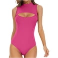 thumbnail image 2 of Timegard Bodysuit for Women Cutout Sleeveless Rompers Casual Slim Stretch Comfy Half High Neck Rompers, 2 of 9