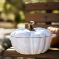 thumbnail image 4 of Staub Cast Iron 3.5-qt Pumpkin Cocotte with Gold Stem - White, 4 of 6
