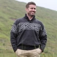 thumbnail image 5 of Irish Celtic Wool Sweater Men's Fisherman Troyer Pullover Made in Ireland by Aran Woollen Mills, 5 of 8