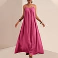 thumbnail image 5 of jehdhy Summer Dress for Women Round Neck Spaghetti-strap Long Maxi Dress Rufffle Pleated Dress Loose Flowy Vacation Beach Sun Dress, 5 of 5