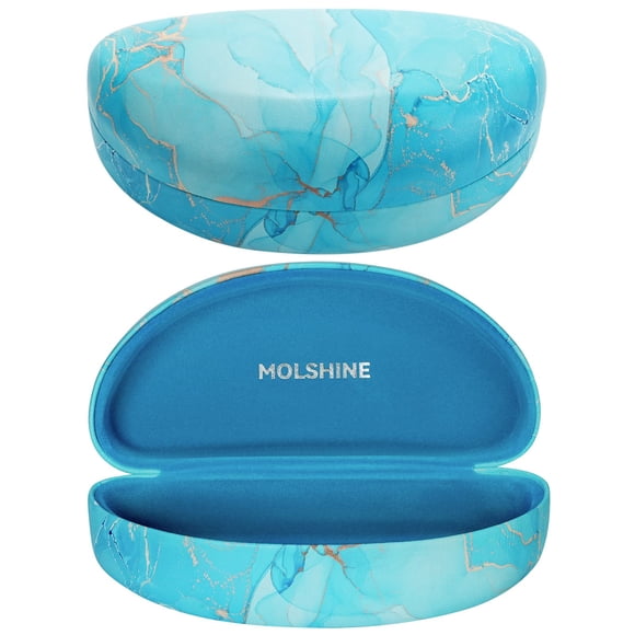 Estuche rígido para gafas de sol molshine Azul Mármol en cuero PU