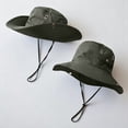 thumbnail image 5 of Outdoor Boonie Hat Wide Brim Sun Protection Hat Adjustable Chin Strap Breathable Fishing Hiking Cap, 5 of 6