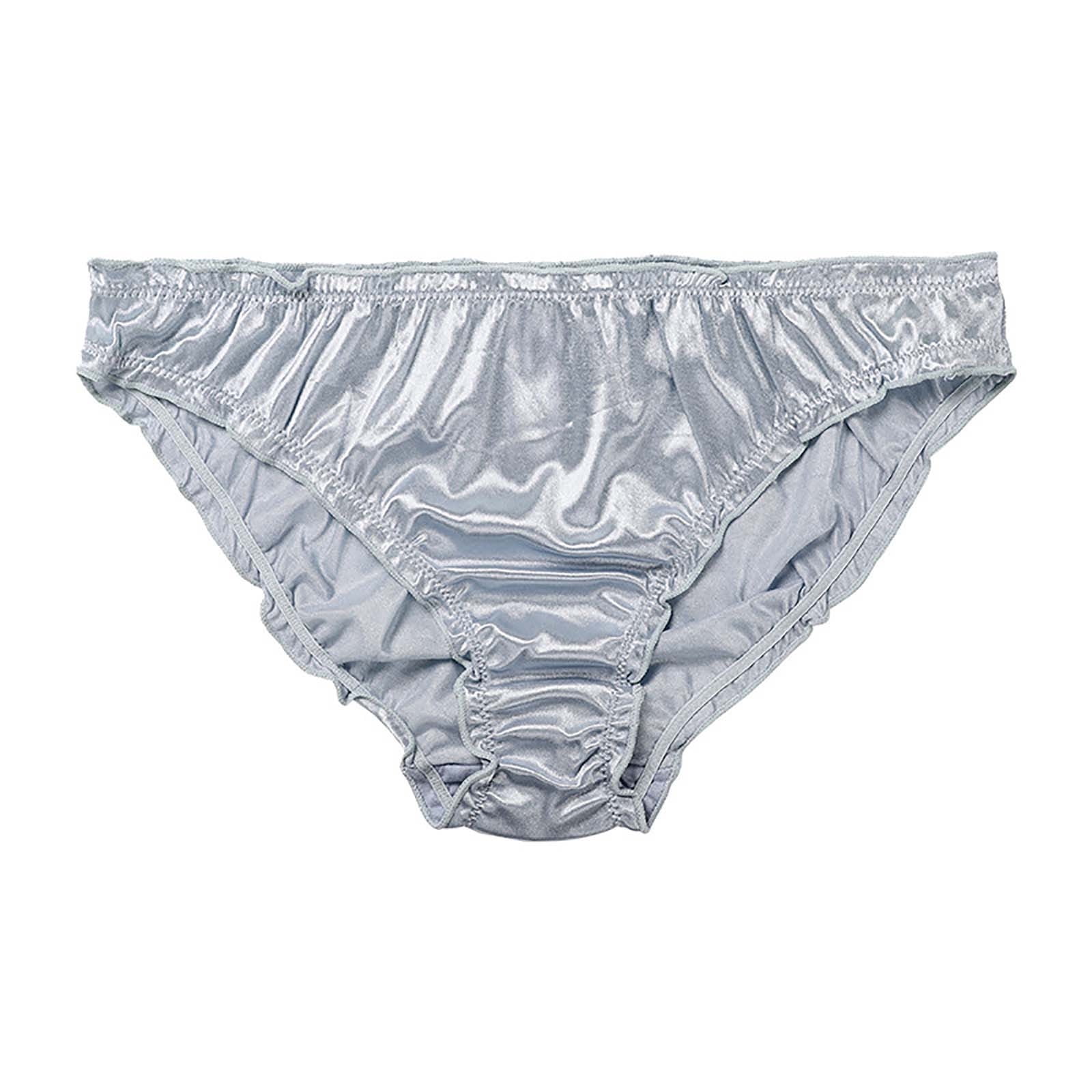 Sodopo Women's Sexy Frill Trim Satin Underwear Panties Mid Waist Wavy  Cotton Crotch Briefs Smooth Soft Nylon 