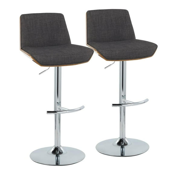 LumiSource Grey Corazza Adjustable Barstool - Set of 2