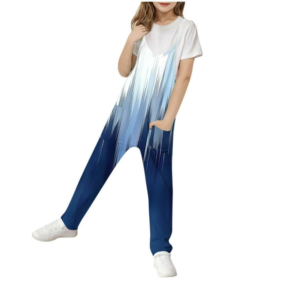 Odeerbi 5-14 Años de Chicas Jumpsuit de Verano Camisole Romper Primavera Casual Transpirable Montón Cómodo Correos Babero Pantalones de Juego