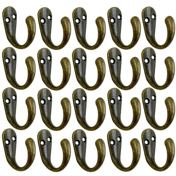 Coffee Cup Hooks 20pcs Vintage Bronze Hooks Door Wall Closet Mounted Single Hook Hangers for Robe Coat with 46pcs Screws