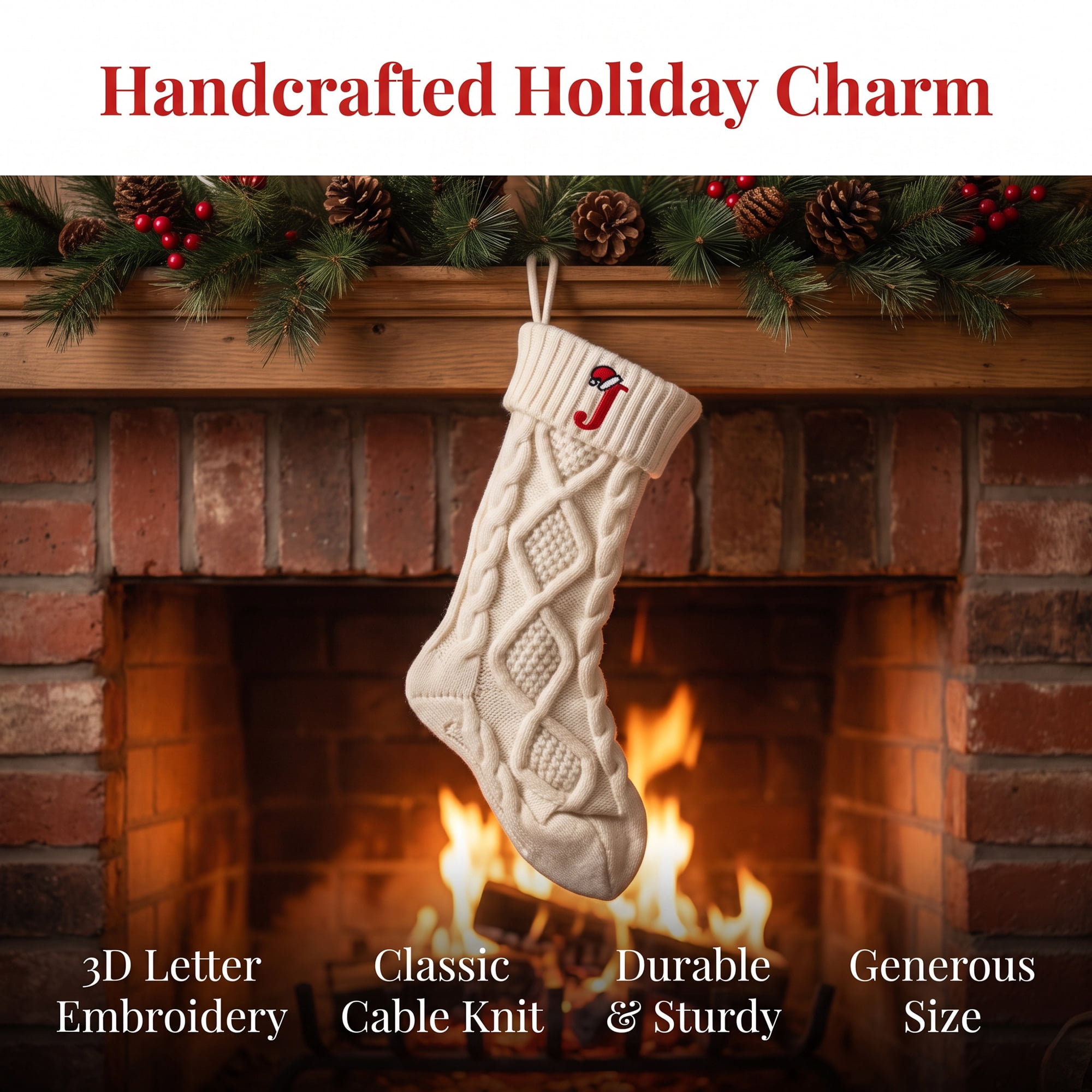 Unique Bargains Canine Bone Christmas Stocking Luxury Puppy Holiday Keepsake Sack Letter J 17"