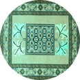 thumbnail image 1 of Ahgly Company Indoor Round Persian Turquoise Blue Traditional Area Rugs, 7' Round, 1 of 4