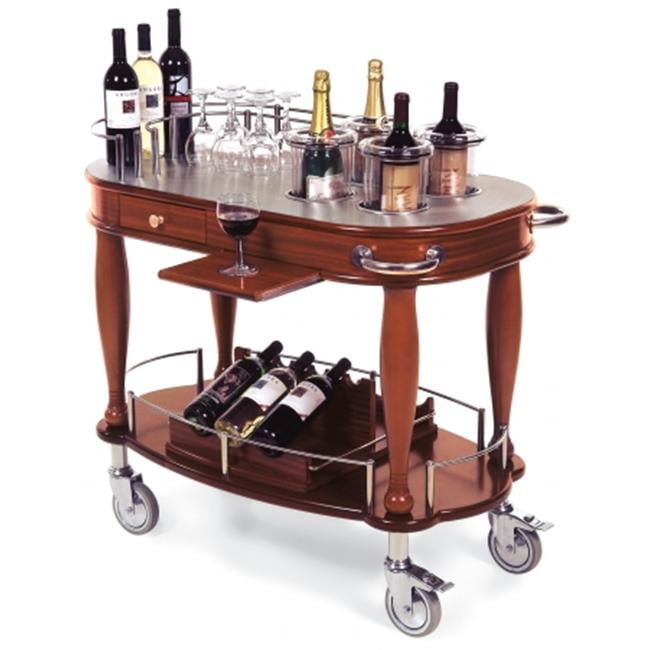 Geneva Signature 70038 Wood veneer wine cart with acrylic wine coolers and removable wine caddy