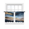 thumbnail image 2 of Modernism Sheer Curtains 54 Inches Long 2 Panels Abstract Art Blue Gold Color Block Collage Art Light Filtering Semi Sheer Window Curtains Drapes for Bedroom Living Room 52"x54", 2 of 7