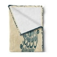 thumbnail image 2 of Peacock Soft Flannel Fleece Throw Blanket, Retro Style Vintage Artwork Animal Ornamental Lines Classic Print, Cozy Plush for Indoor and Outdoor Use, 70" x 90", Beige Teal, by Ambesonne, 2 of 5