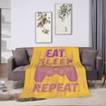 thumbnail image 2 of XMXY Fleece Throw Blanket for Couch, Eat Sleep Game Repeat Cartoon Print Yellow Lightweight Plush Fuzzy Cozy Soft Bed Blankets and Throws for Sofa, 60"x50" inches, 2 of 8