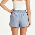 thumbnail image 6 of Women's Casual Loose Fit Lightweight Striped Shorts, Elastic Drawstring Waist, Soft Summer Beach Style, Travel Active Comfort, Casual Everyday | TruHer,Sky Blue S, 6 of 8