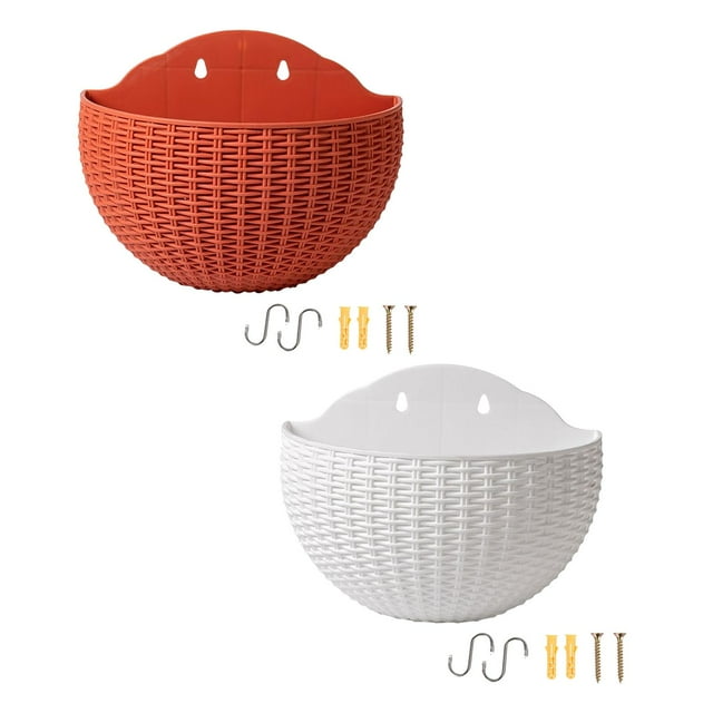DOLITY 2 Pcs Jardinière Murale Moderne Pot Auto-Arrosant Supports Panier à Fleurs Brique Rouge Blanc