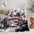 thumbnail image 3 of Japanese Cherry Blossom Throw Blanket, Mountain Cherry Branches Red Sun Ink Painting Asian Nature Scenery Soft Warm Flannel Black White Grey Throw Blanket,50X60, 3 of 5