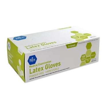 MedPride Latex Exam Gloves, Powder Free, X-Small, Box of 100