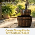 thumbnail image 3 of Sunnydaze Wood Barrel Brown 2-Tier Outdoor Water Fountain with Hand Pump, 3 of 13