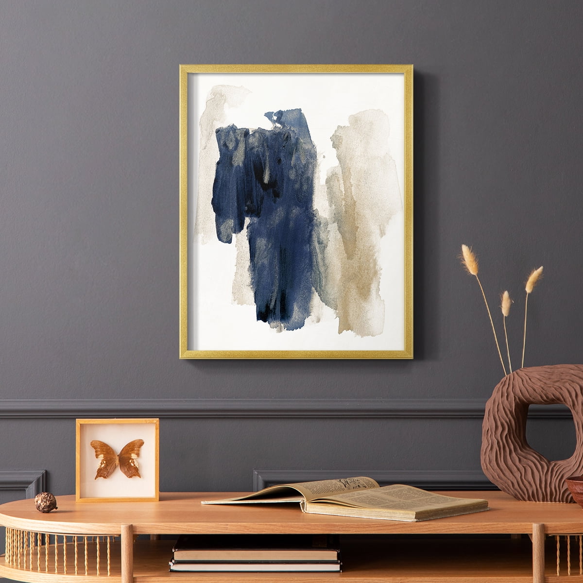 Navy Sweep in Gold Solid Wood 8 x 10 Framed Print
