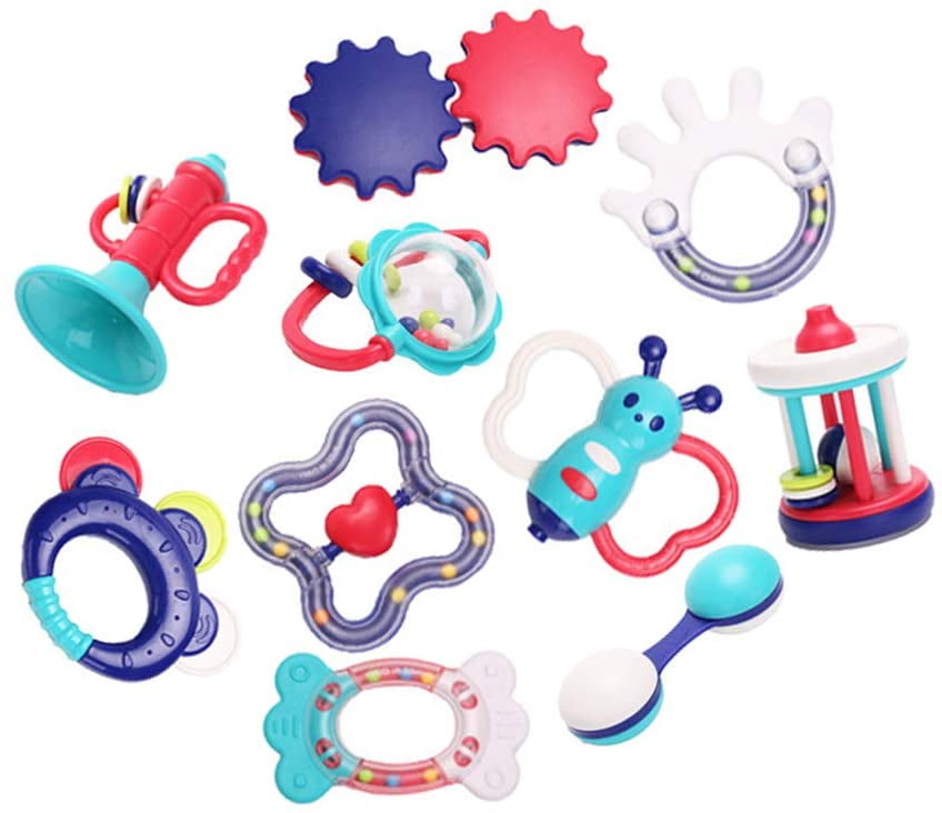 Baby Rattle Teether Toys HTCM 10 Pieces Newborn Infant Shaking Rattles ...