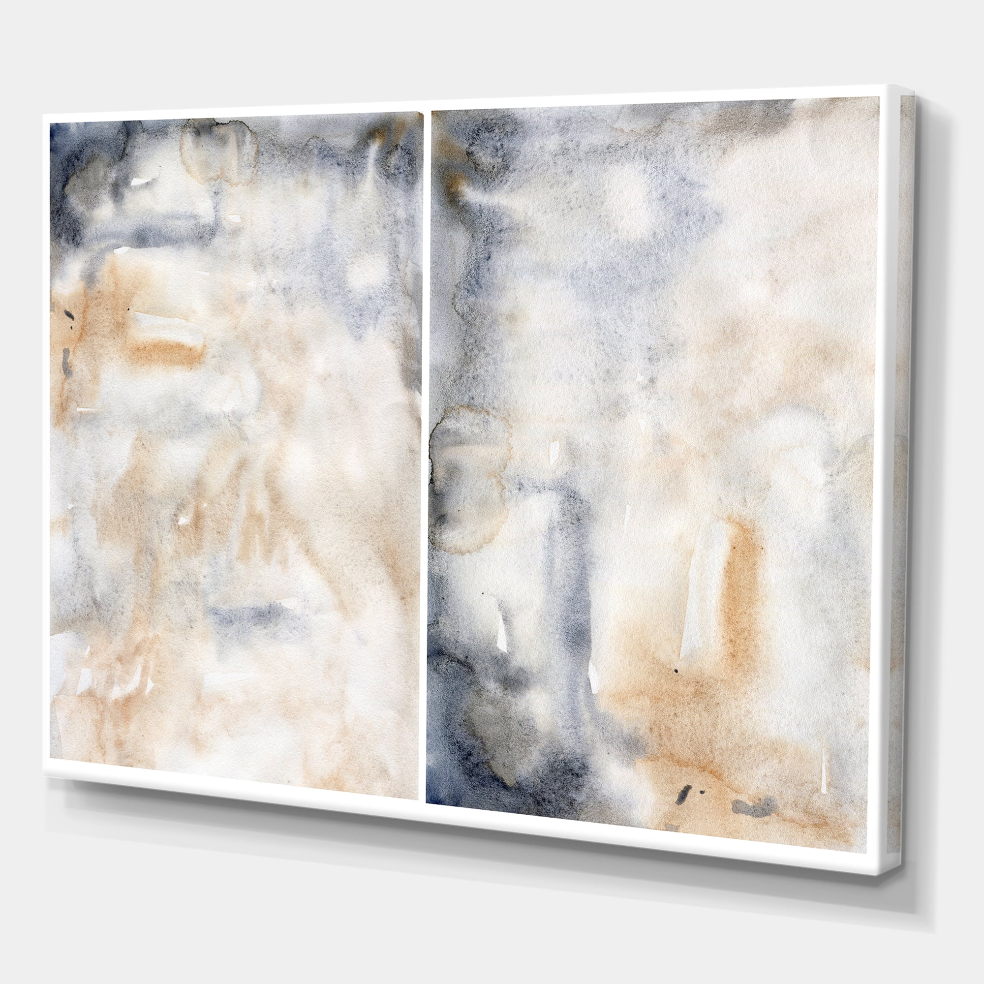Designart ' Abstract Paste With Dark Blue and Beige ' Modern Canvas Wall Art Print