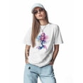 thumbnail image 2 of Women's T-Shirts, Mermaid Watercolor Cartoon Cotton Crewneck Tee Short Sleeve Casual Tops Loose Graphic T-Shirt White, L, 2 of 7