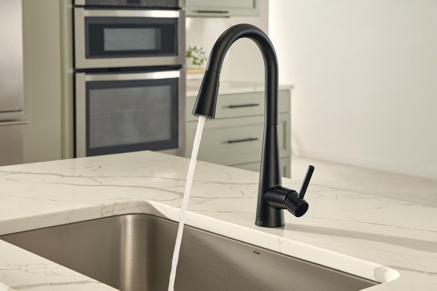 Moen Sleek Matte Black One Handle, Single-Hole Pulldown Kitchen Faucet with PowerBoost Technology, 7864BL