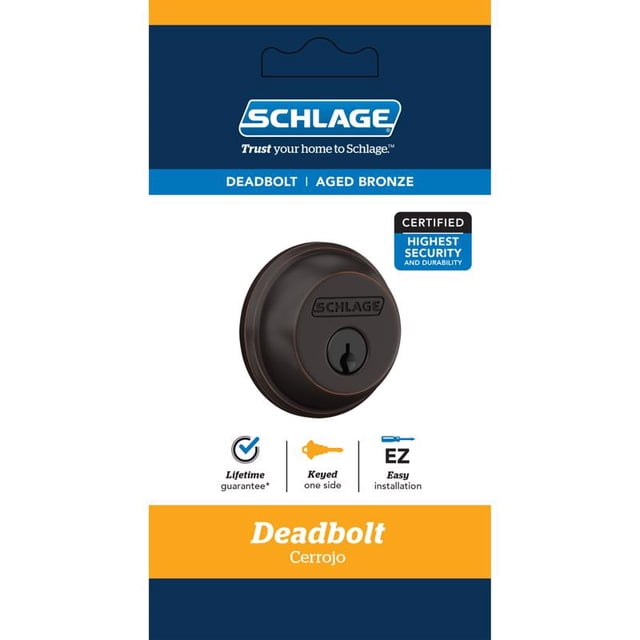 Cerrojo monocilíndrico Schlage en bronce envejecido y zinc