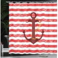 thumbnail image 3 of Ambesonne Striped Shower Curtain, Ship Anchor Chain Marine, 69"Wx84"L, Burgundy Mustard, 3 of 4