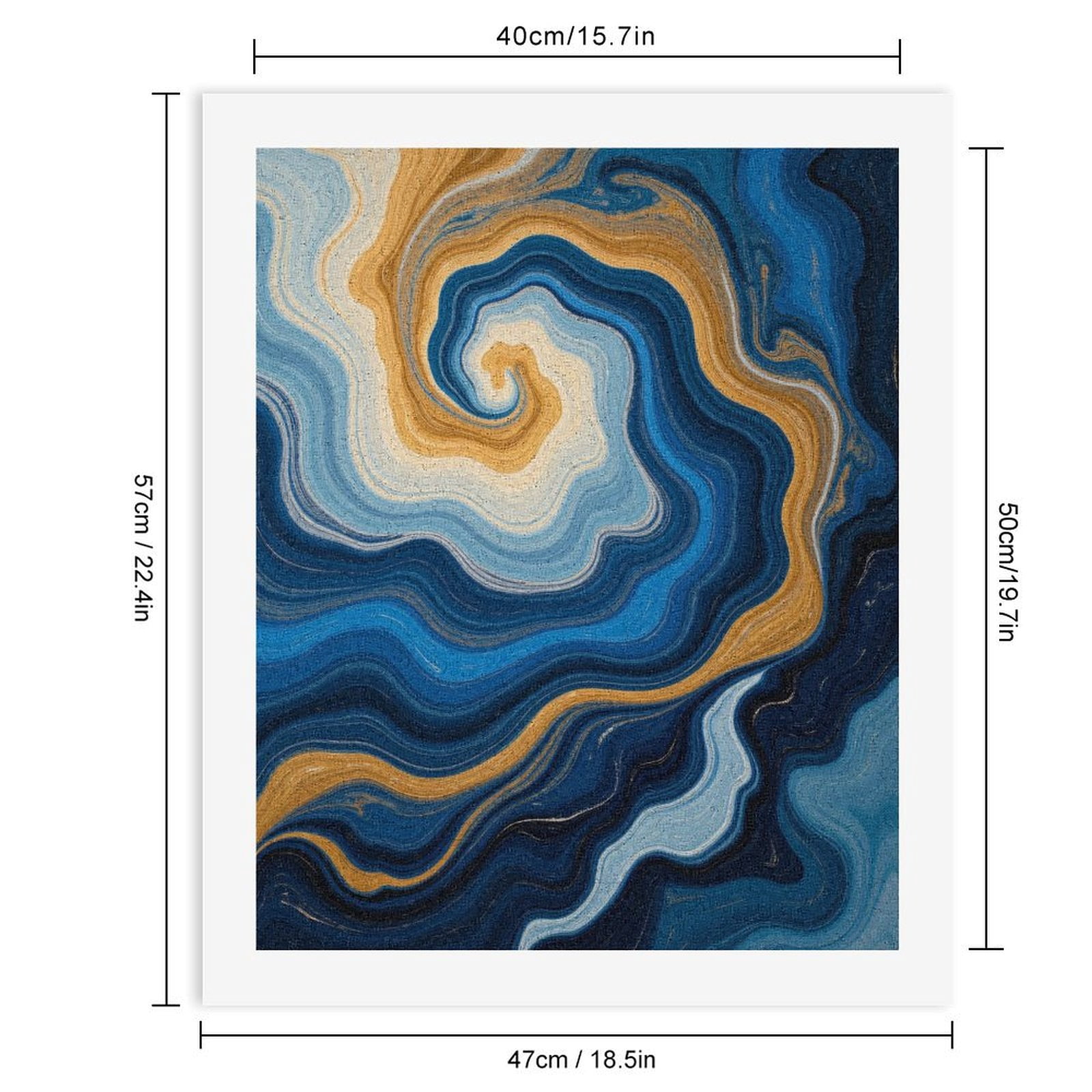 Paint By Numbers Kit for Adults Beginner - Abstract Blue Gold Swirl Art DIY Canvas Painting Kits for Adults, Frameless Paint By Number for Adults for Home Wall Decor 16x20 Inch