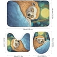 thumbnail image 3 of 4PCS Colorful Sleeping Sloth Bathroom Set with Rugs and Toilet Lid Cover Retro Fantasy Cute Animal Waterproof Shower Curtain Set for Bathroom Decor, Style-2, 3 of 8