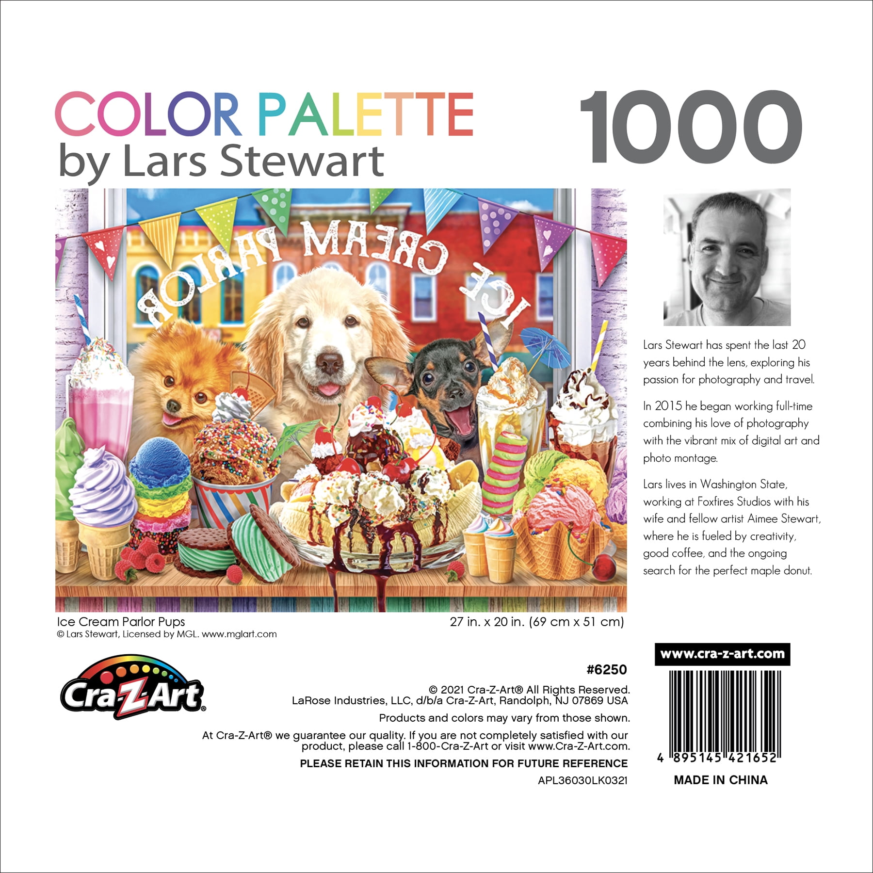 Cra-Z-Art Color Palette by Lars Stewart 1000-Piece Ice Cream Parlor Pups Jigsaw Puzzle